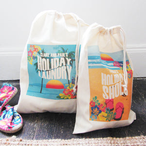 Stylish holiday laundry bag by Weasel and Stoat