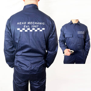 Personalised Head Mechanic, Car Garage Overalls