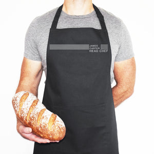 Personalised Chef Apron: Stripe Print, Minimalist Style - baking gift - cooking gift - gift for her - gift for him - Gift for new home