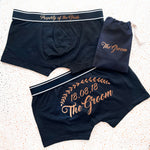 Groom's Wreath Back Print Wedding Date Boxers, Property Of The Bride, bride to groom gift, Personalise boxers, rose gold, hochzeitsgeschenk