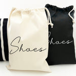 HANDWRITTEN TYPE Shoe Bag, Home And Travel, Dust bag for shoes, trainers, pumps, heels, sandals, Shoe Storage, Shoe organisation, Cotton Bag