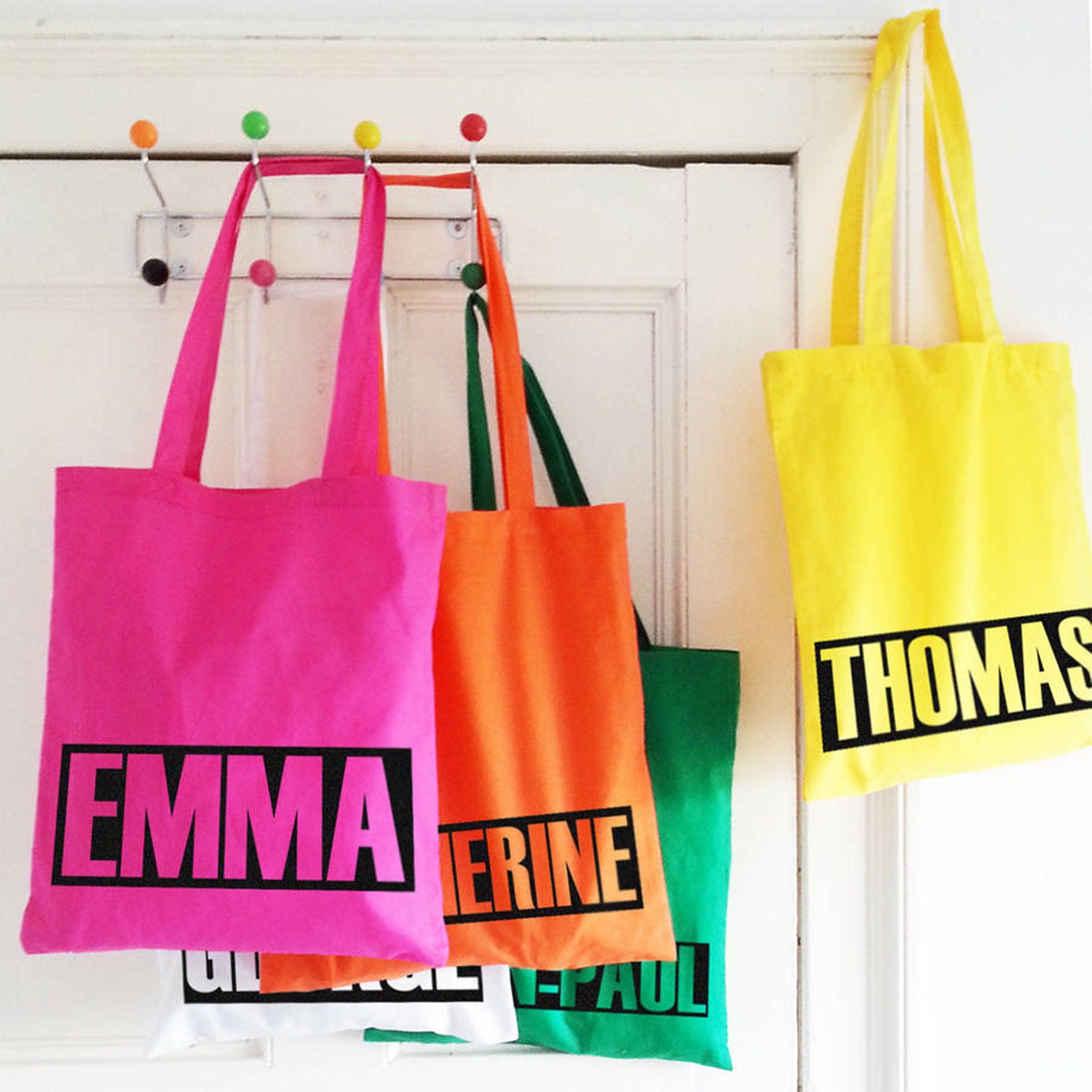 Tote Bag Personalised - Bright Rainbow colours - Shopping Bag - Gift - Multicoloured - Colour Print