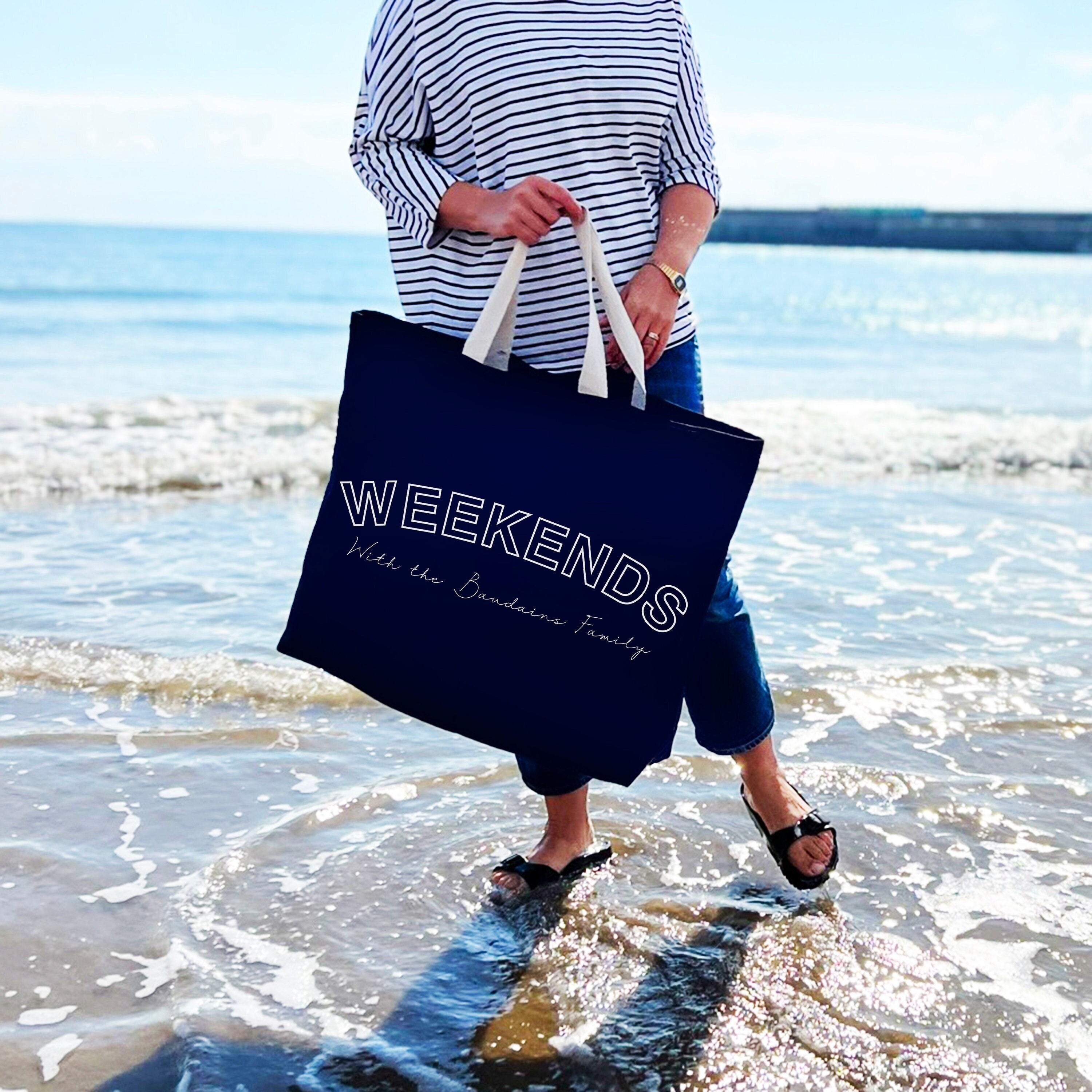 Personalised Weekends Giant Shopping and Beach Bag - Oversized Bag - Shopping - Big Tote- Family Shoulder Bag - Travel holiday - Unisex Gift