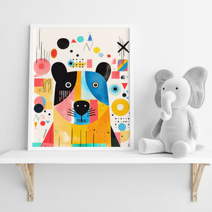 Unframed A3 or A4 Set of 3 Prints, "Be Kind, Be Brave, Be You", Abstract Rainbow Colours Bears, toddler wall art Nursery, Kids Room Picture