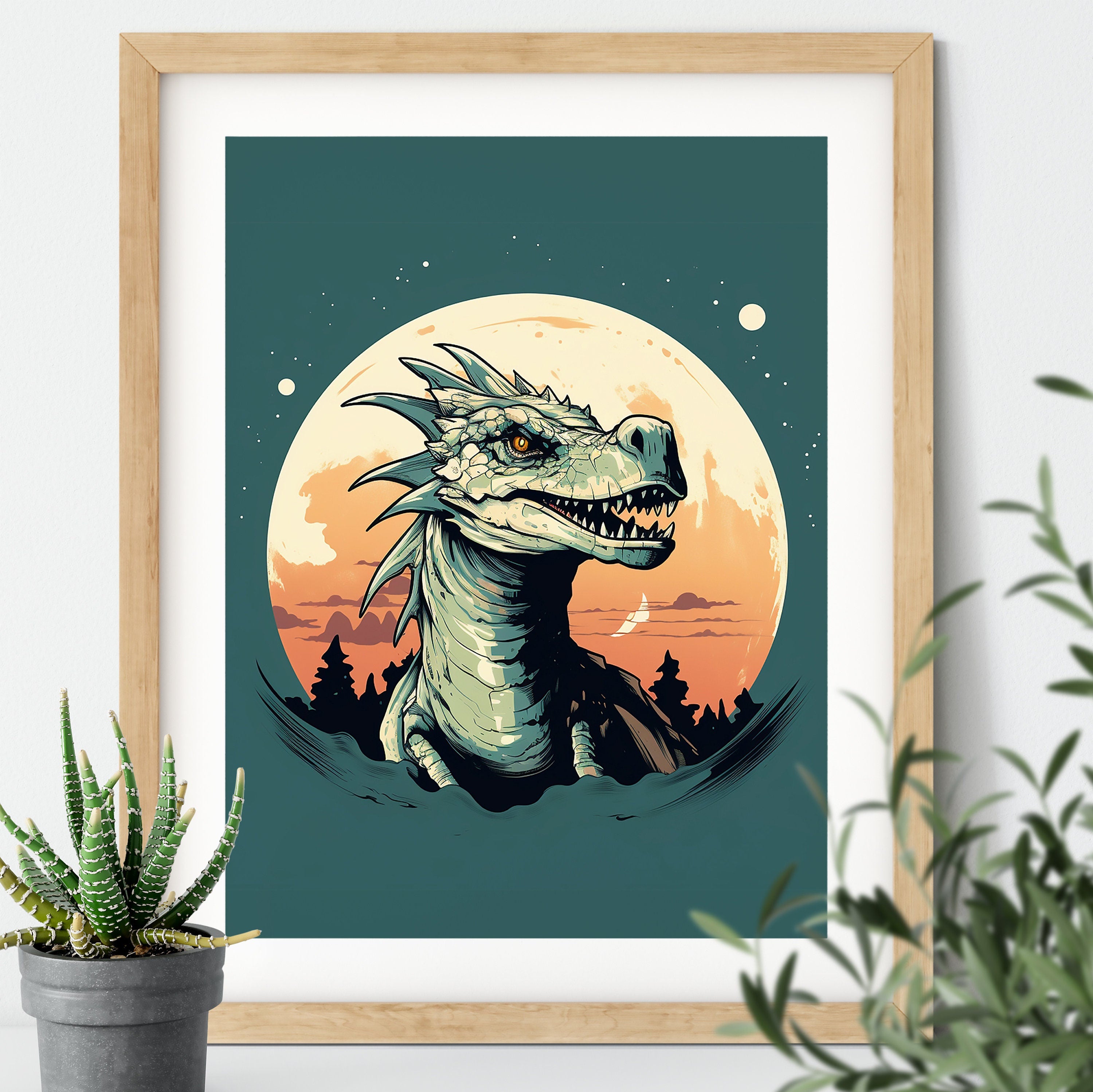 Unframed A3 or A4 Set of 3 Sage Green Dragon Prints for Kids Room, Mythical fantasy Wall Art, Children's Decor, Boys gift, Nursery bedroom,