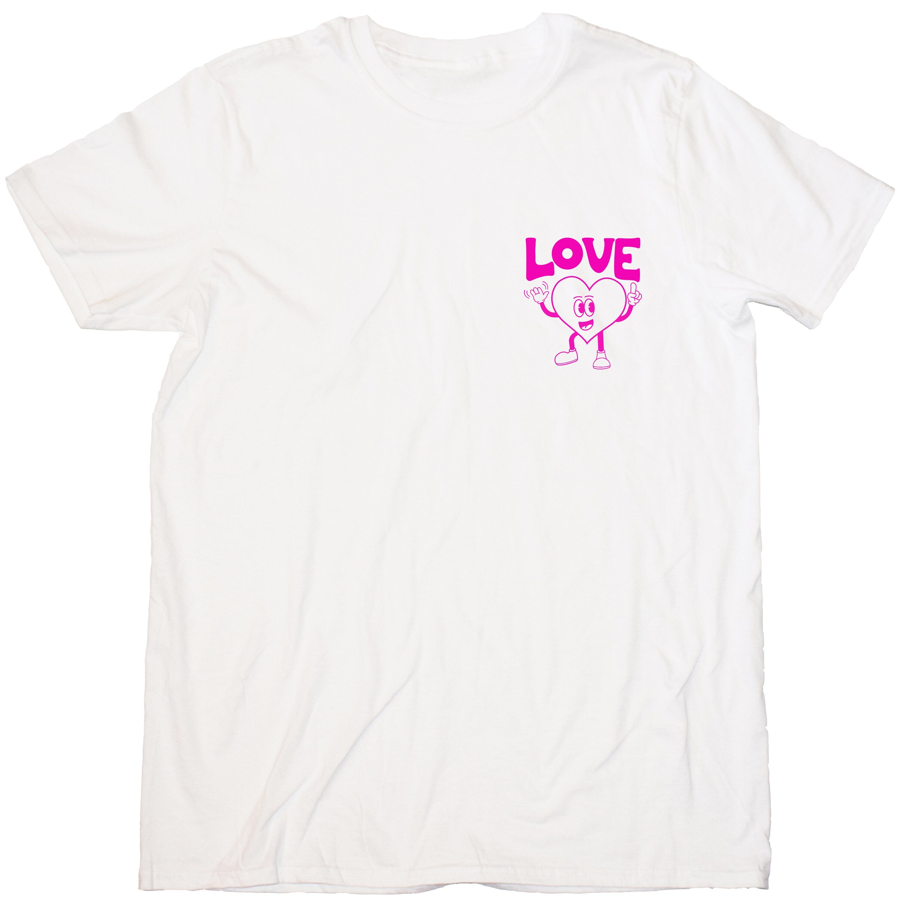 Love Love Love Slogan White T-Shirt, Neon Pink Print, Back Printed Tee, Slogan Shirt, Empowerment Tee, Valentines, Galentine’s Day Gift