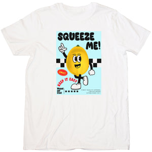 Retro Lemon Squeeze Me! Classic White T-Shirt - Vintage Style Unisex Skate and Surf Wear, Aesthetic Tee, Unisex Aesthetic gift, Streetwear