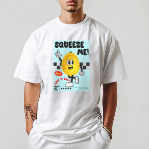 Retro Lemon Squeeze Me! Classic White T-Shirt - Vintage Style Unisex Skate and Surf Wear, Aesthetic Tee, Unisex Aesthetic gift, Streetwear