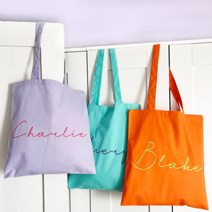 Personalised Handwritten Name Colours Tote Bag - Bright Rainbow colours - Shopping Bag - Gift - Stylish Tote - Vibrant Colour Print options