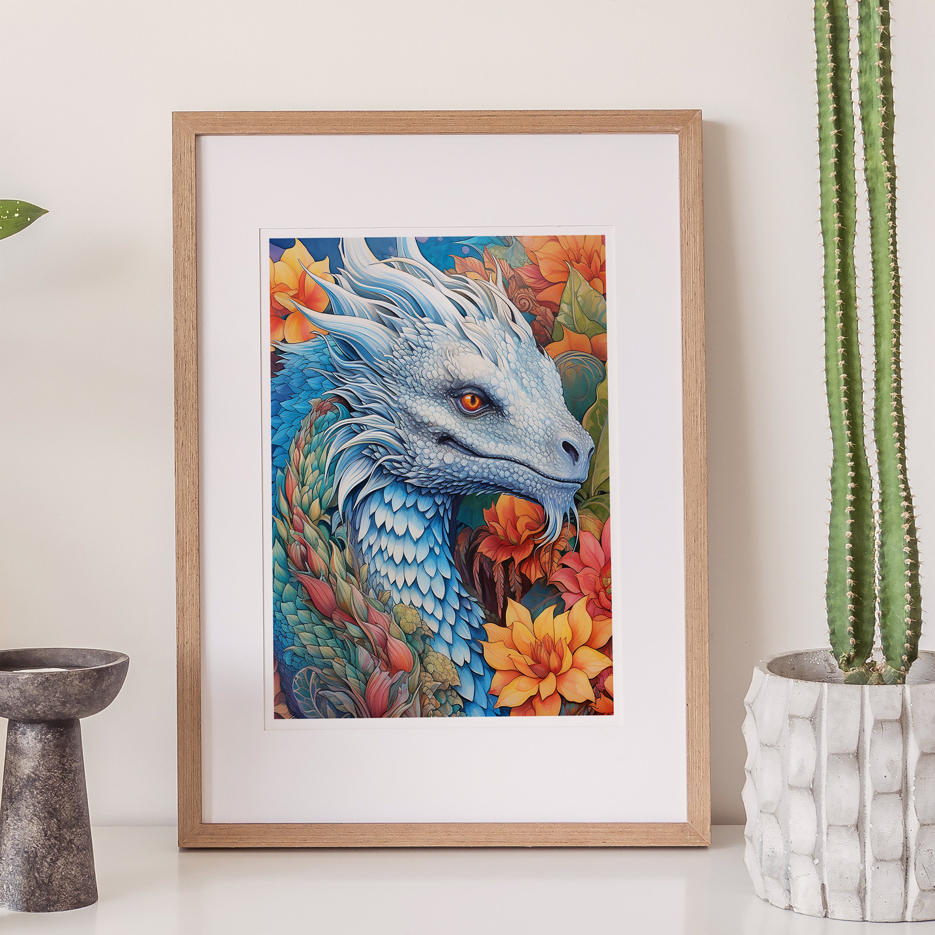 Set of 3 Unframed Botanical Dragon Prints for Kids Room - A3/A4, Mythical Fantasy Wall Art, Children's Decor, Boys Gift, Nursery Bedroom