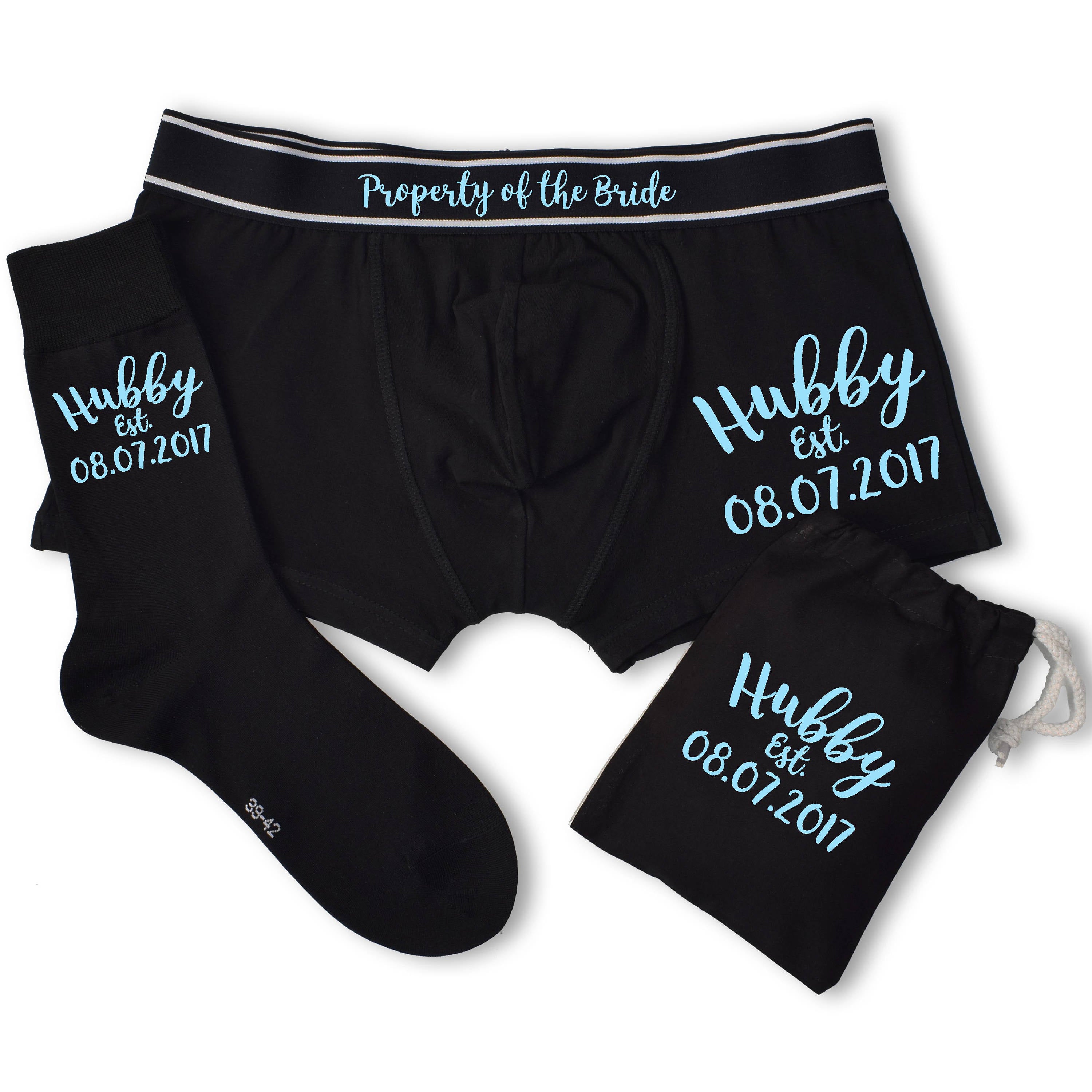 Wedding Date and Names Gorgeous Groom Underwear Gift Set – Weasel