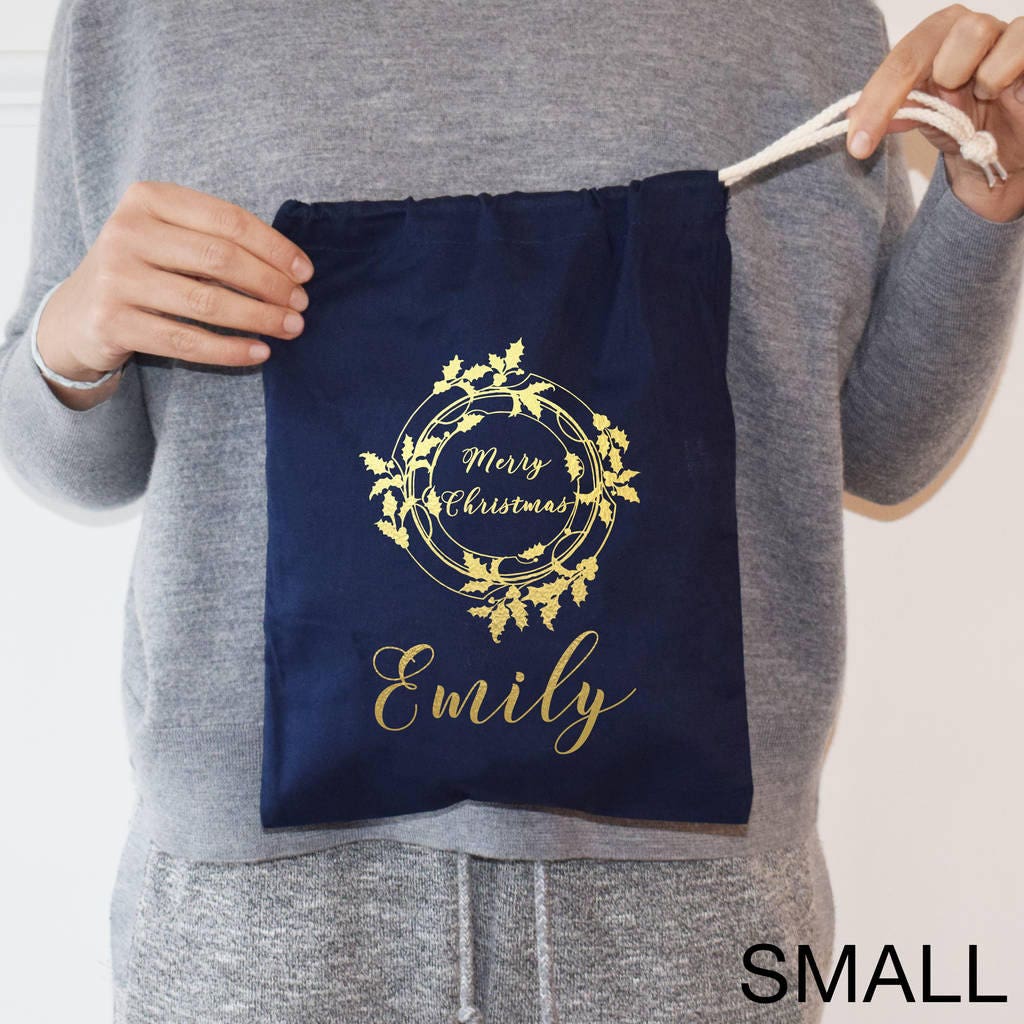 Personalised Holly Wreath Christmas Sack