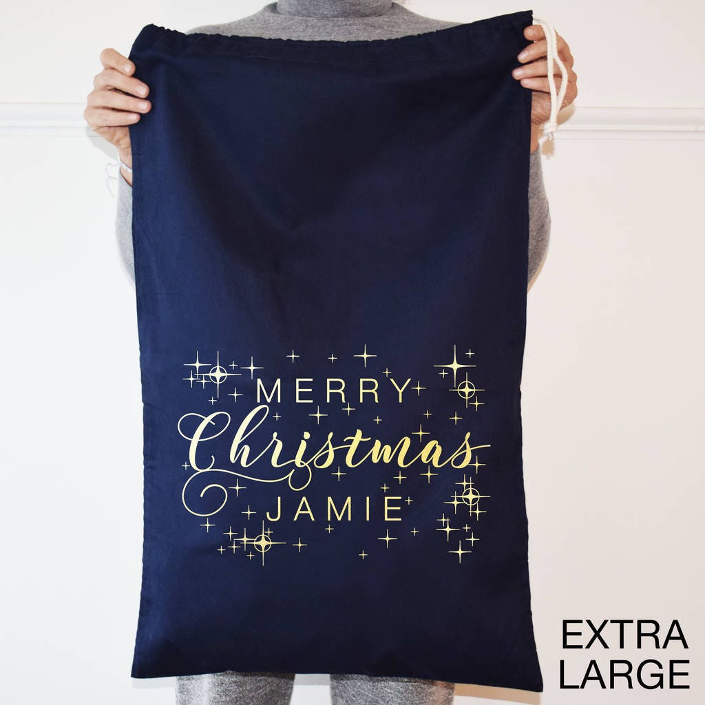 Personalised RED & GOLD Merry Christmas Sack- Christmas Stocking - Christmas Present - Personalized Christmas Sack - Santa Sack - Red Sack