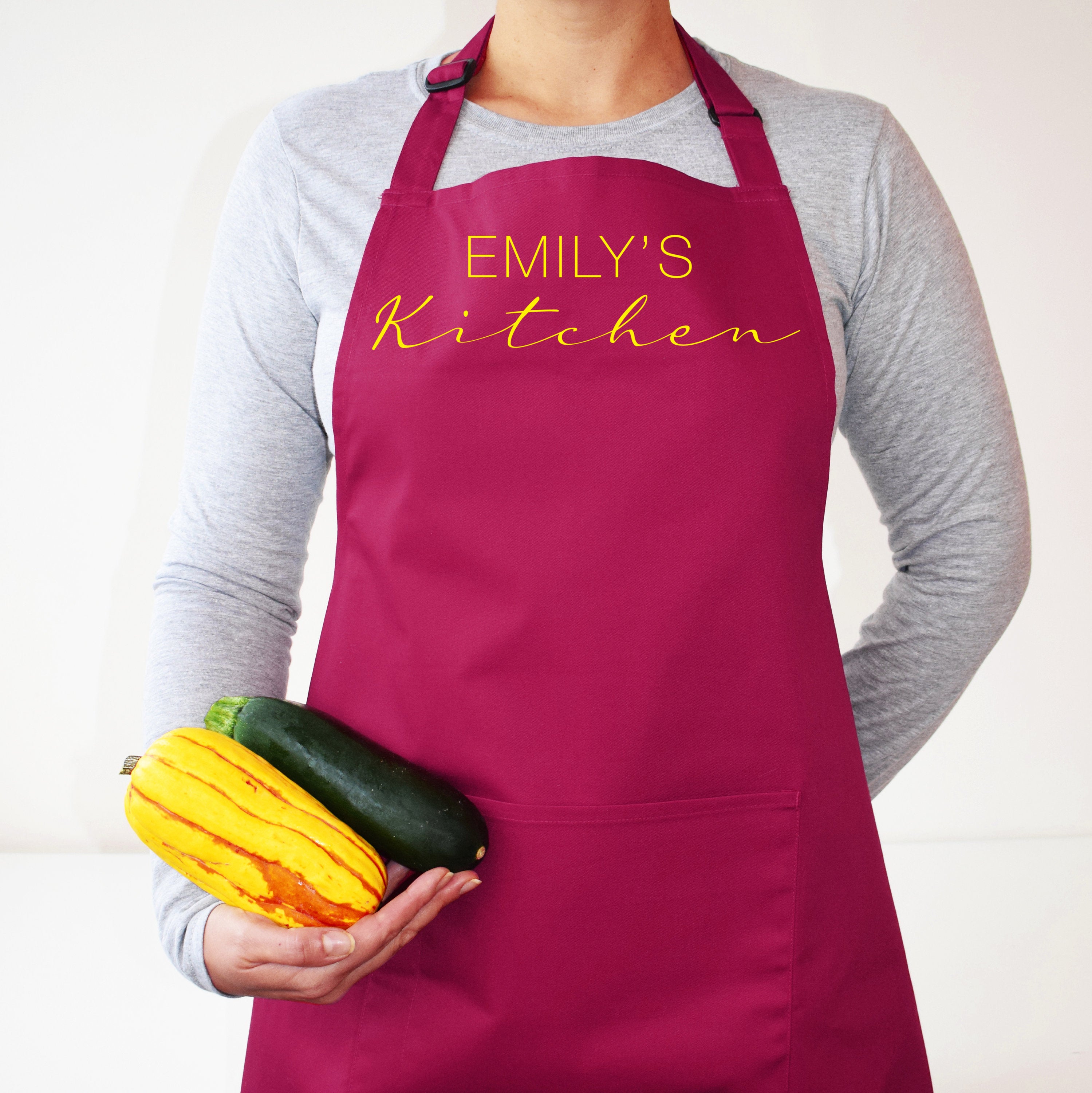 Personalised Name, Colours Kitchen Apron With Pocket