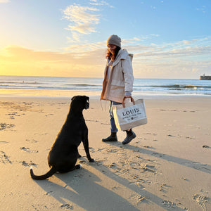 Walkies And Muddy Paws Luxury Tote Bag, Dog Walking Bag, Market Tote Bag, Canvas and Leather Shopping Bag, Gift for Dog Lovers, New Puppy