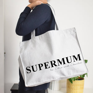 Supermum Personalised Oversized Shopping And Beach Bag - Holiday & Travel bag - Tote Bag- Mum birthday - Foldable Bag - Mother's Day Gift